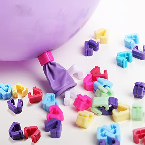 GoldRock Etwa 200 Pcs Ballonverschlüsse für Luftballons, Bunt Luftballon Knotenhilfe, Luftballon Verschluss Werkzeug, Helium Ballons Geknotete Schnalle, Einfach und Schnell Ballon Binden Clip