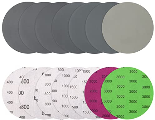 VIBRATITE 70 Stück Schleifpapier 125mm Klett, Nass und Trocken Schleifscheiben, Körnung 400 600 800 1000 1500 2000 3000, Ohne Loch Runde Schleifpapier für Auto Metall Holz