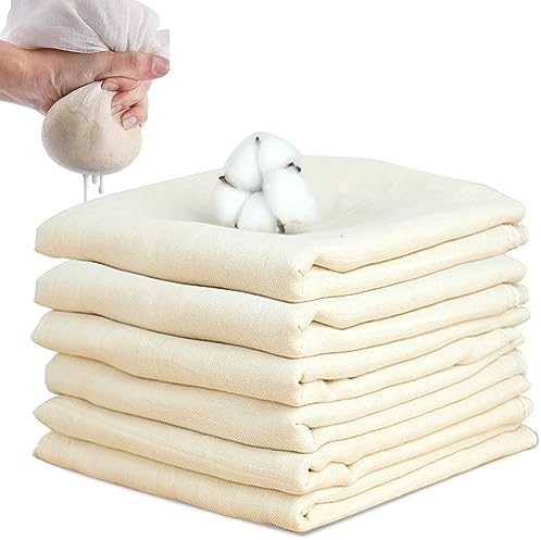 6Pcs Etamine Alimentaire, Étamine Tissu en Coton Non Blanchi, Lavable Réutilisable Grade 100 Mousseline Alimentaire, Tissu Ourlé Mousseline Alimentaire 50 x 50cm
