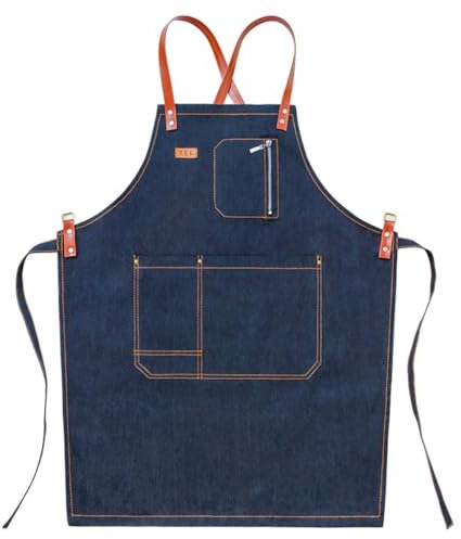 FQCXCKJ Kochschürze für Männer und Frauen, Jeansschürze, Friseur, Milchteeladen, Bäckerei, Restaurantkellner, Nagelkunst, Maleroverall (A)