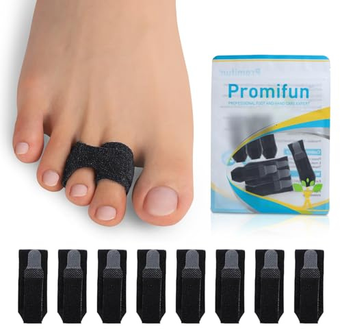 8 Pack Hammer Toe Corrector Toe Splint for Broken Toes,Brace Orthopedic Separator, Cushioned Bandages, Heal Wrap Toe Straighteners for Crooked Toes (Black)