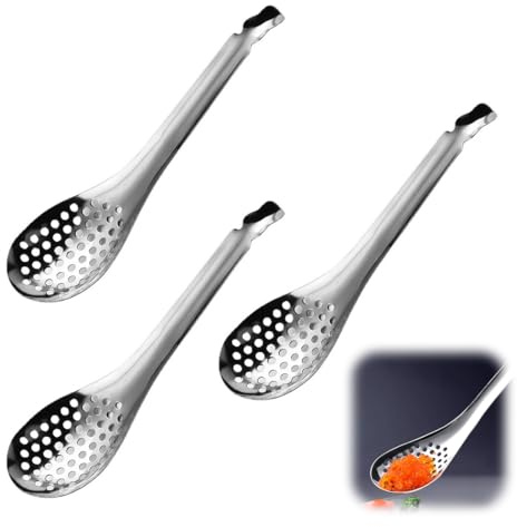 Aililong Conjunto de cucharas de Acero Inoxidable ailong, Adecuado para la combinación de cucharas de Cocina O3 - in - 1 de Cocina Molecular, con Drenaje eficiente y diseño ergonómico.