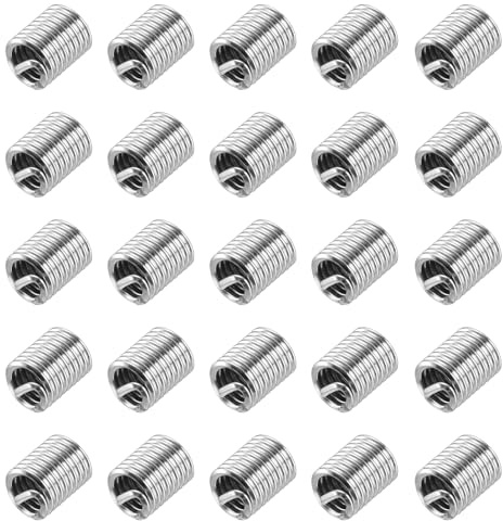 uxcell 50pcs Wire Thread Inserts 1/4-20 UNC 2D(1/2) 304 Stainless Steel Helical Type Coiled Thread Repair Kit Wire Screw Threaded Sleeve Sheath for Mechanical Equipment