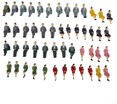 YJDOORPLAY Lot de 50 figurines en plastique assises à l'échelle 1:32 pour modélisme, train, paysage, diorama