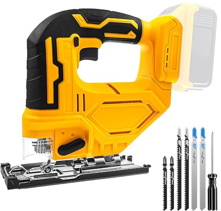 TALOEYH - Jigsaw Compatible with De-wa-lt 20V Battery, Cordless Jig Saw Tool, Brushless Motor, 2700 RPM, 45° Bevel Cuts, LED Light with 3 Position Orbital Setting for Straight/Curve/Bevel/Circle Cuts