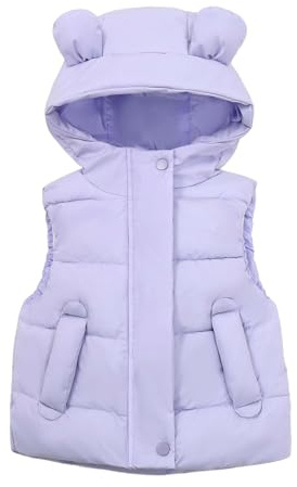 JiAmy Gilet Imbottito per Bambini, Cappotto Senza Manica con 2 Tasche e Cappuccio Abbigliamento Leggero Minimalista per 18-24 Mesi