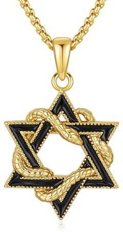 XIXLES Davidsstjärna kedja guld orm 925 sterlingsilver Davidsstjärna halsband män orm kedja guld amulett judiskt smycke för män kvinnor