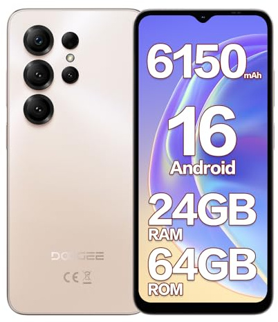 DOOGEE Note 56X Android Phones, Newest Android 16 Smartphone, 6150mAh, 8.45mm Ultra-Slim, 6.56 HD+ 90Hz, 24GB+64GB/2TB, 4G Dual SIM Free Mobile Phones, Face Unlock/3.5mm Headphone Jack/5G WiFi/OTG