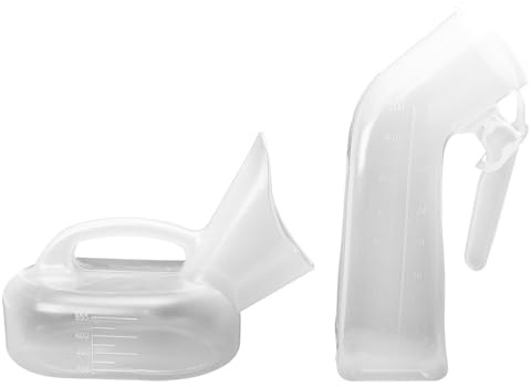 GALPADA Lot de 2 Urinoirs Portables Seau Gradué 2000 Ml, Plastique Robuste, pour Personnes Âgées et Alitées, Bouteille à Urine Pratique pour Soins à Domicile et Voyages