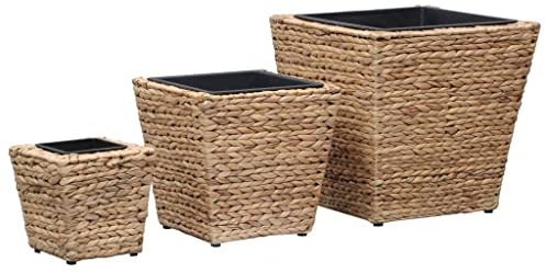 Genérico Conjunto de arriates 3 Piezas Jacinto de Agua, Maceteros y jardineras Marrón,45571