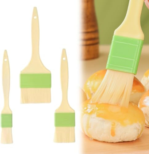 ZUWIJEQ 3 Pcs Spazzola Barbecue, Pennello Cucina, Pennello per Pasticceria Resistente al Calore, Pennello da Olio, per l'Applicazione di Marinate e Pasticcini, Forno, Cucinare, Grigliare Salsa