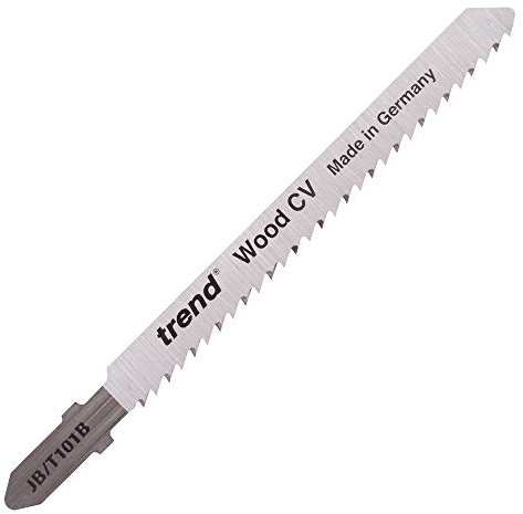 Trend Professional Jigsaw Blades, Pack of 5, 100mm x 2.5mm, CV Up-Cut, Precision Wood Cutting, Universal T-Shank, JB/T101B