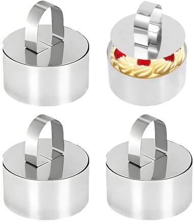 Uncle Jack 4Pack Round Cake Ring Mold, Stainless Steel Cookie Rings For Baking, Cake Ring Mold for Dessert, Mouses Cake