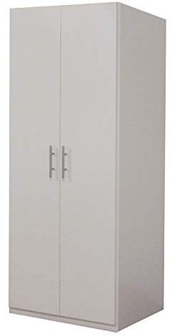 Dmora Armoire à 2 portes battantes, blanc mat, avec tringle à vêtements, Dimensions 91 x 202 x 53 cm