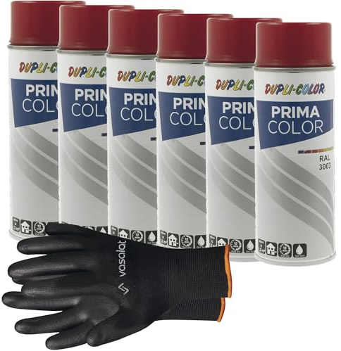 vasalat Dupli-Color Lackspray rubinrot glänzend RAL 3003 - Sprühlack für Metall, Kunststoff und Holz - wetterfeste Sprühfarbe für den Innen- und Außenbereich UV -beständig, 6 Stück