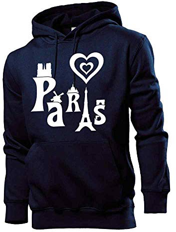 Generisch I Love Paris Männer Hoodie Sweatshirt Navy S