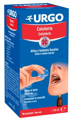 Urgo - Aftas Colutorio Líquido - Tratamiento de aftas, llagas y pequeñas heridas bucales - Frasco de 150 ml con tapón dosificador