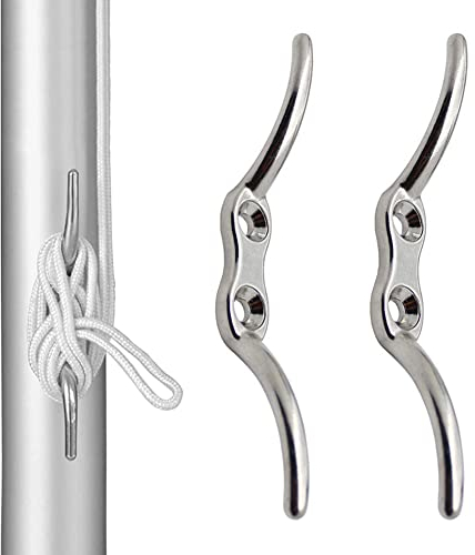 Bootsklampe, Belegklampe, Flaggenklampe, Festmacherklampe, Boot Klampen Seil Cleat Haken, Fahnenmast Seilklampe Haken Boot Liegeplatz Zubehör für Boote Yachten, Fahnenmast, Wäscheleinenständer, 2Pcs