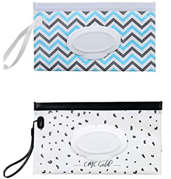 2 Pièces Pochette de Lingettes Humides, EVA Réutilisable Distributeur de Lingettes Humides Étui pour Pochettes de Transport de Lingettes Portables pour Sac à Main Voyage Bébé (2 Modèles)