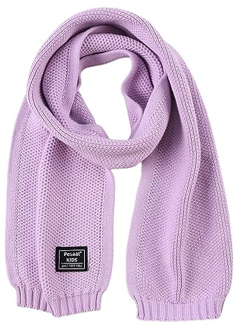 Pesaat Sciarpa invernale per bambini Sciarpa a maglia 100% cotone Caldo Lungo Foulard Ragazze Ragazzi Morbido Bella Sciarpe, Lavanda, Taglia unica