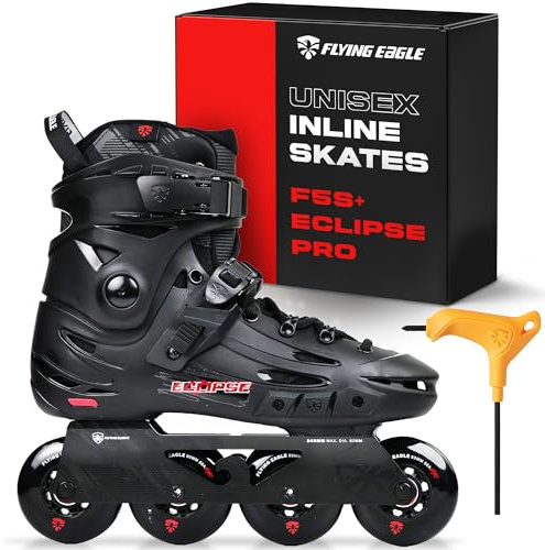 Flying Eagle FS5+ Eclipse Pro Adult Inline Skates - Outdoor Urban Inline Roller Skates Adults, Freeskates, Outdoor Skate Roller Adult, Slalom Skate, Skating Shoes - Black, Men's Size: 6 US / 38 EU