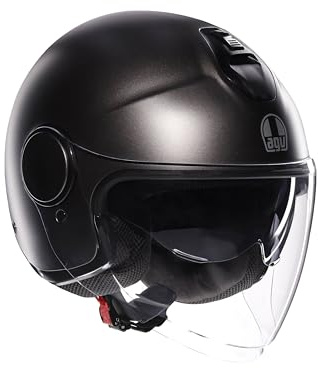 AGV - ETERES E2206, Casco Moto Jet, Unisex, Matt Asfalto Grey, L