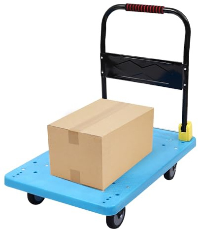 SOLOCJNL Plattformsvagn, hopfällbar upp till 400 kg transporthjälp med styrhjul, paketvagn med halkfri beläggning för användning i lager på fabriker