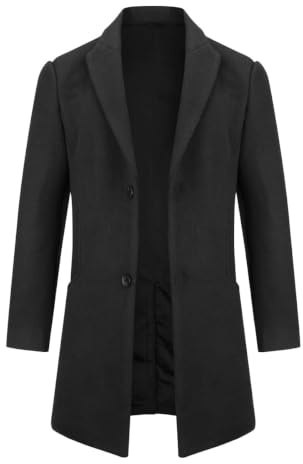 Allthemen Cappotto Lungo da Uomo Casual Trench Invernale in Lana Cappotti Spessa a Due Petti Outerwear a Vento Parka