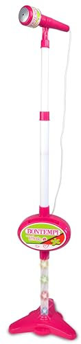 Bontempi | MP3Stage Mic - Microfono da Palcoscenico con Connessione MP3 per Performance Versatili, con Effetti Luminosi e Vano Porta Smartphone, Rosa, 40,9x19,5x6,4 cm
