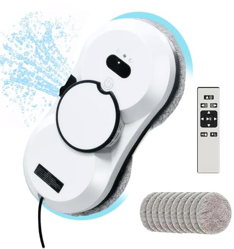 EagerMinds - Robot limpiador de cristales (5600 PA, sistema de seguridad, para todas las superficies lisas, con 10 paños para todas las superficies lisas (A)