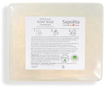 1 kg de base de savon pour la fabrication de savon, savon brut à la glycérine, transparent (sans SLS/SLES)