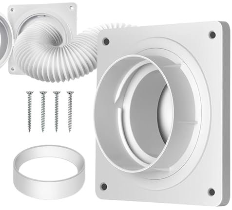 Connecteur d'aération de sèche-linge - Kit de raccord de tuyau d'extension de tuyau d'aération - Connexion rapide - Connecteur d'évacuation mural - Connecteur de sèche-linge économe en énergie -