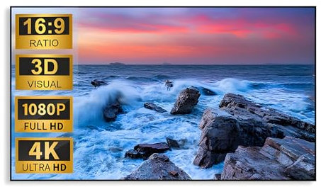 XOBRJQZ Schermo per Proiettore a Cornice Fissa 16:9 8K / 4K Ultra HD, Telo Proiettore a Cornice Fissa con Cornice Sottile per Home Theater con Schermo Cinematografico per Interni(120 inch)