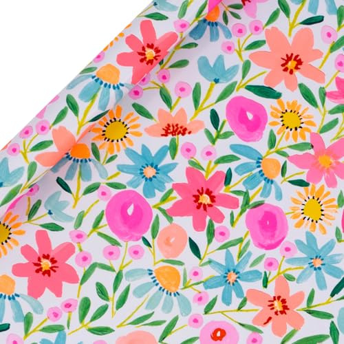 Glick Luxury Roll Wrap, Blazing Blooms, Wrapping Paper 4 metres x 70 cms, Suitable for Birthdays & Other Celebrations