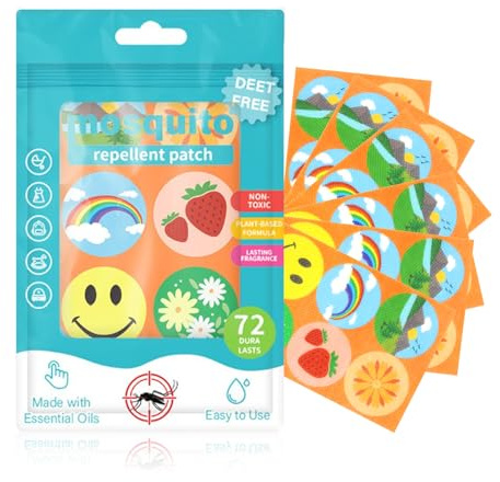 Dufuso 72 Pezzi Adesivi Per Zanzare Repellente, Cerotti Antizanzare Bambini, Cerotti Repellenti Per Zanzare per bambini e adulti per attività all'aperto, campeggio, pesca e viaggi
