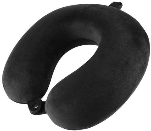 Hpoypmir Memory Foam Travel Pillow - Neck Support Pillow U-Shaped for Airplane, Car, Office, Home Use, Portable Lightweight Ergonomic Headrest with Washable Cover (Black)