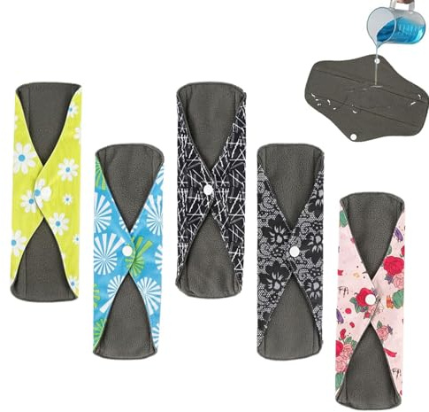 Serviettes Hygiéniques en Tissu Lavables Anti-fuites Lot de 5