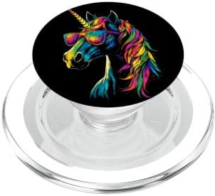 Licorne Coloré Arc-en-Ciel Cavalière Chevaux Équitation PopSockets PopGrip pour MagSafe