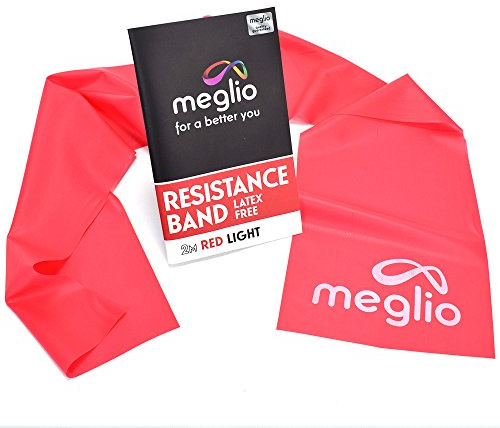 Meglio Resistance Band, 2m, Red, Latex Free, With Exercise Guide