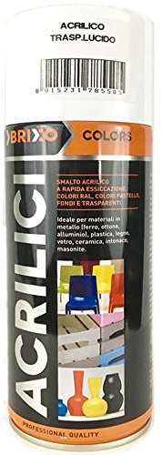 Bomboletta Spray Trasparente Lucido 400ml Vernice Rapida Essiccazzione Acrilica Multimateriale Interno/Esterno Brixo