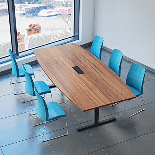 Weber Büro Easy Konferenztisch Bootsform 240 x 120 cm Nussbaum mit Elektrifizierung Besprechungstisch Tisch, Gestellfarbe:Anthrazit