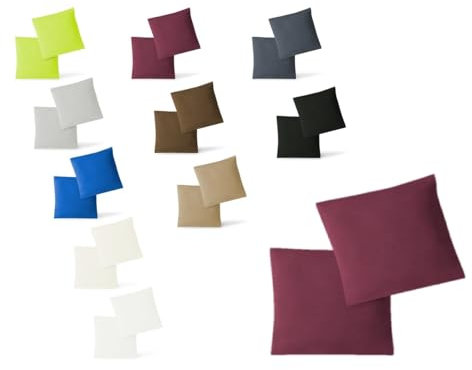 EXKLUSIV HEIMTEXTIL Kissenhülle Kissenbezug Doppelpack mit Reißverschluss hochwertige Jersey hohe Qualität Bordeaux 80 x 80 cm