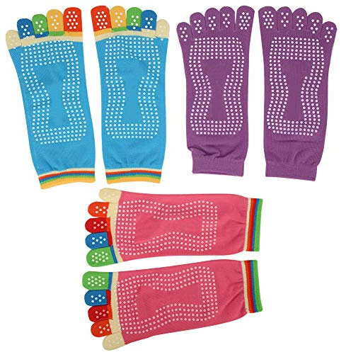 VGEBY Colorful Comfortable Cotton Toe Socks, Non-Slip Yoga Pants With Five Toe Socks, Yoga Socks