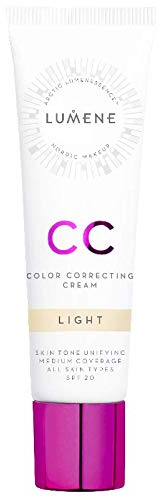 LUMENE CC Cream Color Correcting Cream Foundation | SPF 20 | Medium Coverage | Lightweight and Antioxidant-Rich | Hydrates While Reducing Redness | All Skin Types | Vegan |30 ml | Light
