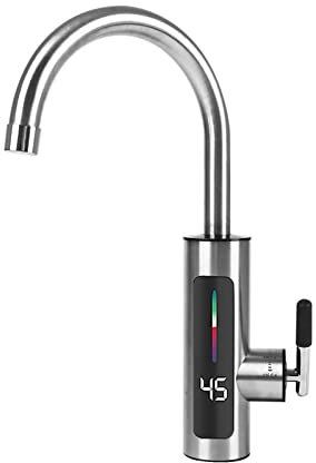 WMLBK Instant Hot Water Tap, Stainless Steel Mixer Tap for Hot and Cold Water with Digital Display, 220V for Kitchen and Home Sink