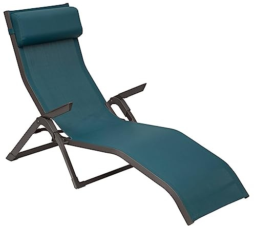 Hespéride Tumbona Decima, Color Gris Pizarra/Cuarzo, Aluminio anticorrosión, Plegable, apilable y reclinable. Ideal para jardín, terraza y Tomar el Sol.