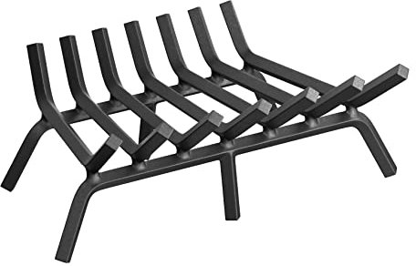 Mr IRONSTONE Fireplace Grate 24 inch Solid Steel Heavy Duty Firewood Log Burning Rack Fire Grates for Outdoor Kindling Tools Pit Indoor Fireplace Log Holder Wrought Iron Wood Stove