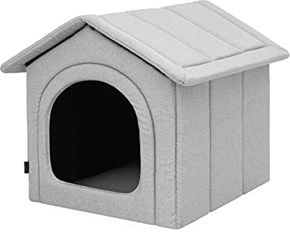 Hundehaus Hundehütte für mittelgroße Hunde - Katzenhaus, Katzenhöhle - mit herausnehmbarem Dach - Tierhaus für Katzen und Hunde für Drinnen/Indoor - Asche - 60 x 55 x 60 cm [R4 / XL]