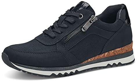 MARCO TOZZI Damen Sneaker flach mit Reißverschluss Vegan, Blau (Dk.navy comb), 41 EU