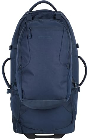 Mountain Warehouse Voyager Wheelie 50 + 20 Liter Rucksack – Gepolsterter Airmesh-Rücken mit Abschließbaren Reißverschlüssen und Verstellbaren Gurten – Camping, Outdoor Marine Einheitsgröße